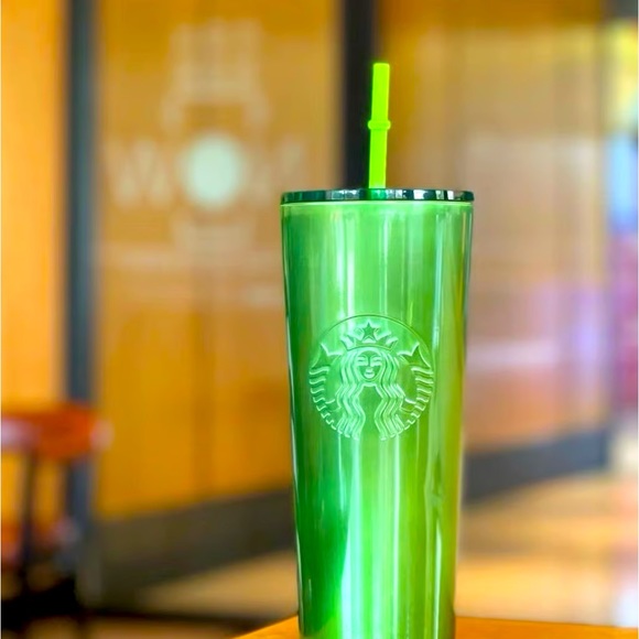 Starbucks Lime ‘Green Shine’ Holographic Shifting Stainless Steel Venti Tumbler - Picture 1 of 5